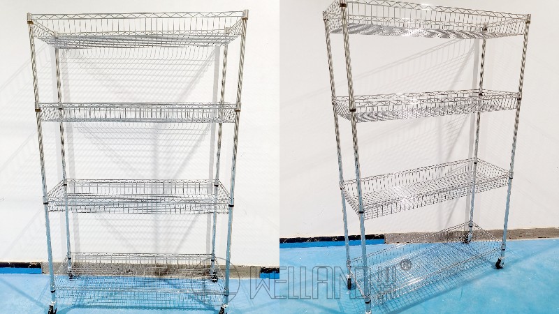 暢銷款四層電鍍帶萬向輪網籃架推薦