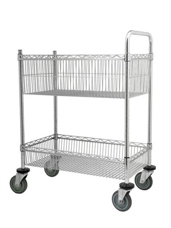 兩層金屬網籃推車