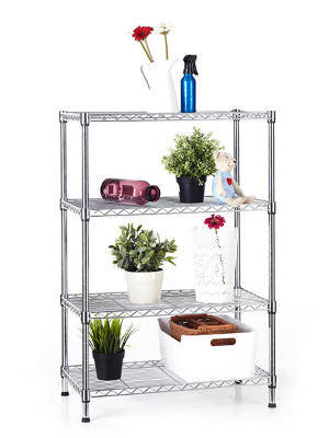 落地鍍鉻線網多功能置物架