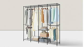 使用我們的可調節金屬網衣櫥架，優化您的空間