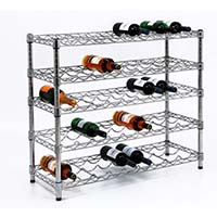 出口標準_紅酒儲放架_五層可調(diào)層距的紅酒展示陳列層架_鍍鉻