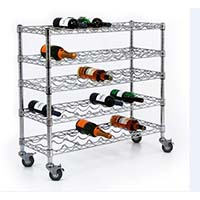 出口標準_紅酒儲放架_五層可調(diào)層距的紅酒展示陳列層架_鍍鉻（1）