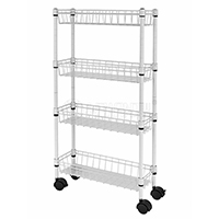 多層夾縫置物架網籃小車-廚房可移動縫隙小推車-家用收納架（1）