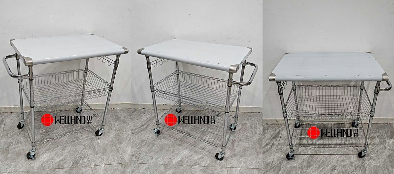 推介熱銷三層帶不銹鋼板餐館酒店廚房推車工作臺-WELLAND川井-中山常勝