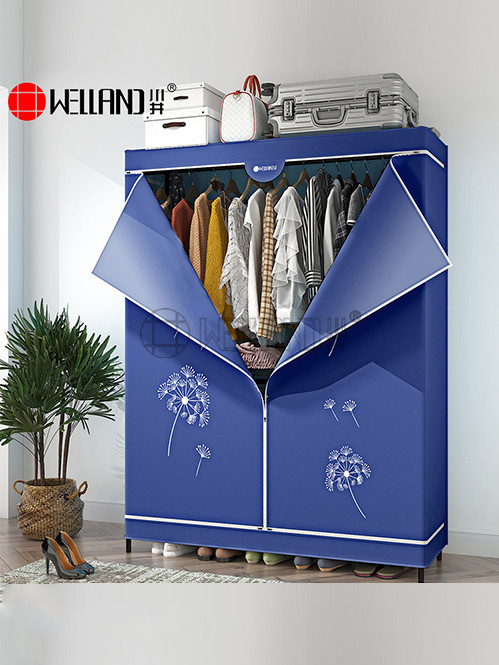 全鋼架簡易衣柜雙層掛衣柜 全鋼架簡易衣柜雙層掛衣柜