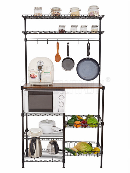 復(fù)古風(fēng)廚房落地微波爐架帶木板 復(fù)古風(fēng)廚房落地微波爐架帶木板