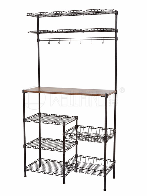 復(fù)古風(fēng)廚房落地微波爐架帶木板 復(fù)古風(fēng)廚房落地微波爐架帶木板