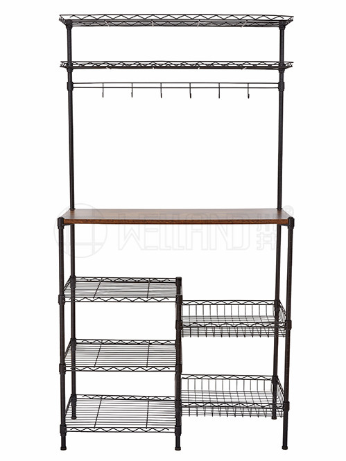 復(fù)古風(fēng)廚房落地微波爐架帶木板 復(fù)古風(fēng)廚房落地微波爐架帶木板