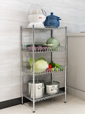 大容量四層金屬網籃置物架