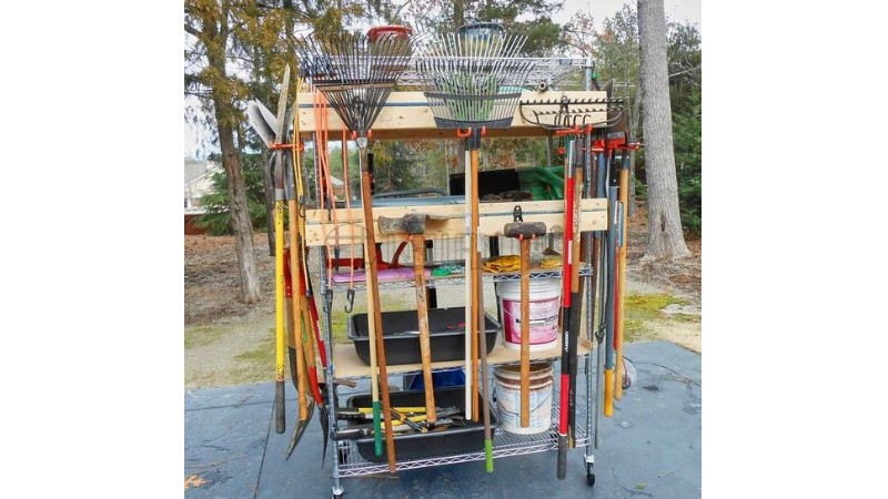 園林管理工具收納架 園藝種植農場用具車 川井鍍鉻置物架小車