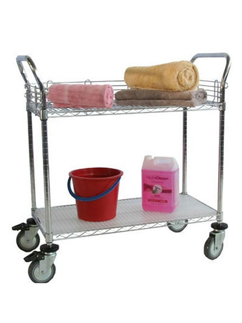 醫院清潔衛生使用的鍍鉻線網手推車