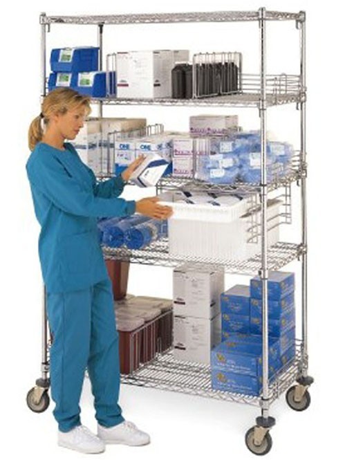 醫院診所用的移動304不銹鋼線網層架