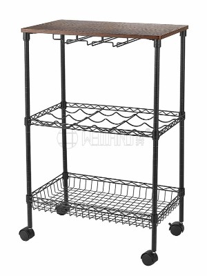 三層復古金屬紅酒小推車 三層復古金屬紅酒小推車