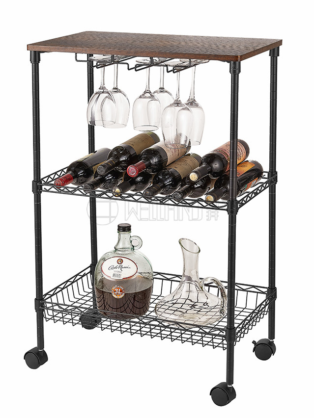 三層復古金屬紅酒小推車 酒店餐飲服務推車 家用工業風