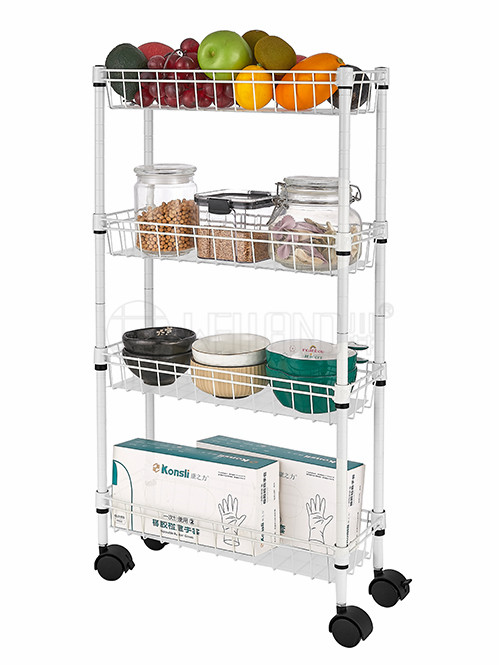 多層夾縫置物架網籃小車-廚房可移動縫隙小推車