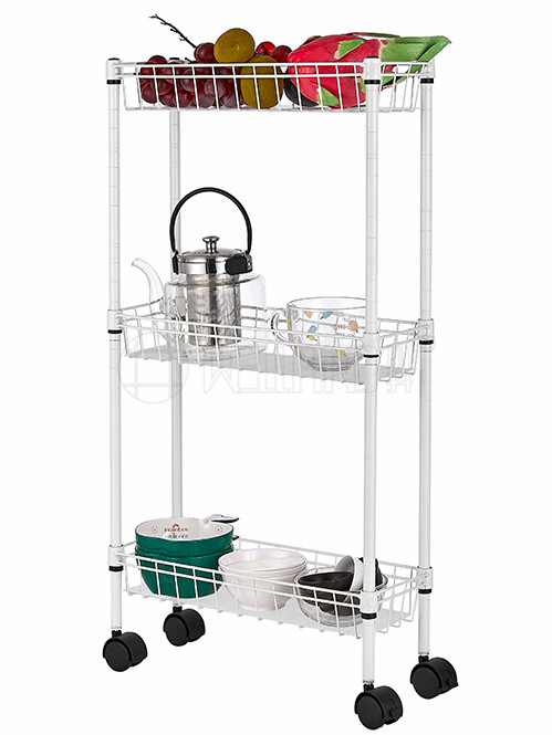 多層夾縫置物架網籃小車