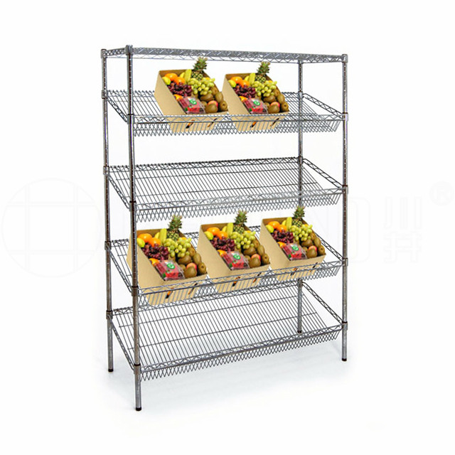 商超蔬菜水果貨架蔬果超市貨架展示斜網線網貨架-川井 (3)