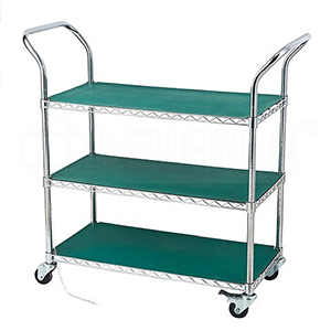 電子元件產品生產線線網鍍鉻周轉車_工廠車間防靜電三層手推車金屬小車車子 (3)