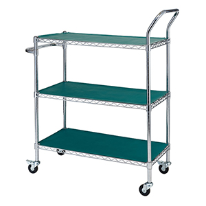 電子元件產品生產線線網鍍鉻周轉車_工廠車間防靜電三層手推車金屬小車車子 (2)