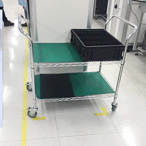 電子元件產品生產線線網鍍鉻周轉車_工廠車間防靜電二層手推車金屬小車車子 (2)