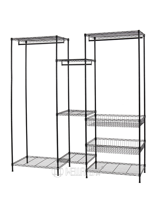 烤漆黑三列組合簡易衣柜