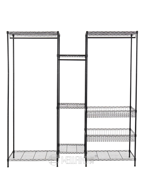 烤漆黑三列組合簡易衣柜