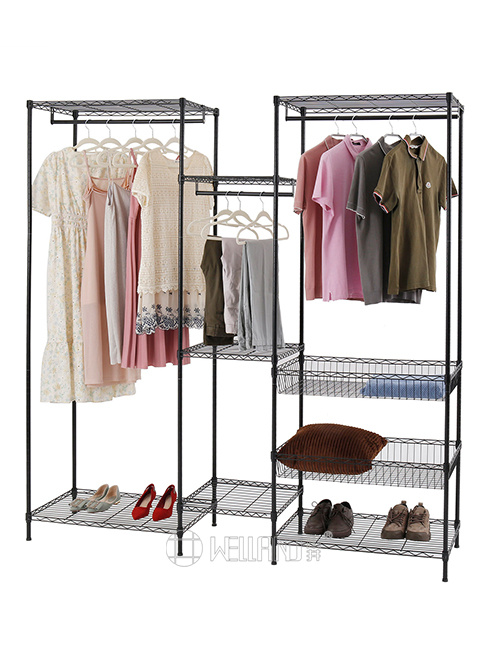 烤漆黑三列組合簡易衣柜