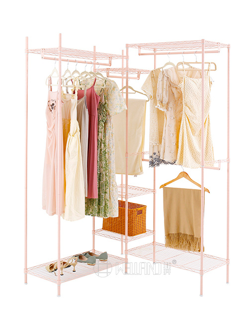 粉色三列組合衣櫥