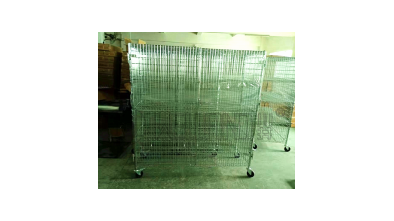 定制圍籠貨架封閉式貨架帶鎖貨架可調節金屬籠架