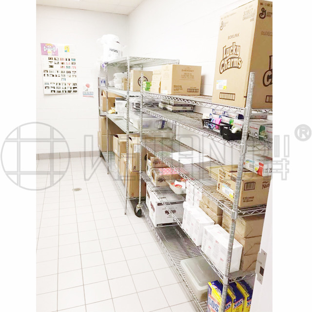 餐廳餐館金屬儲物架飯店小食店線網鍍鉻置物架-川井