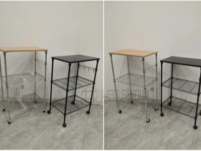 經濟實用三層帶層板廚房推車分享