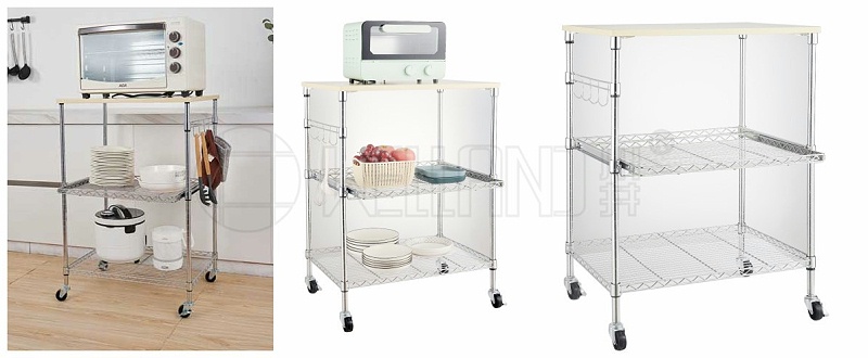 川井WELLAND-新款帶抽拉網片-家用廚房推車分享