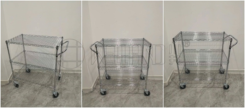 推薦電商爆款鍍鉻三層商用推車-川井