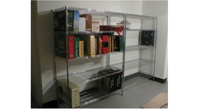 倉儲(chǔ)貨架-輕型金屬貨架-雜物倉庫鐵架-可調(diào)節(jié)層架-不銹鋼色鍍鉻貨架