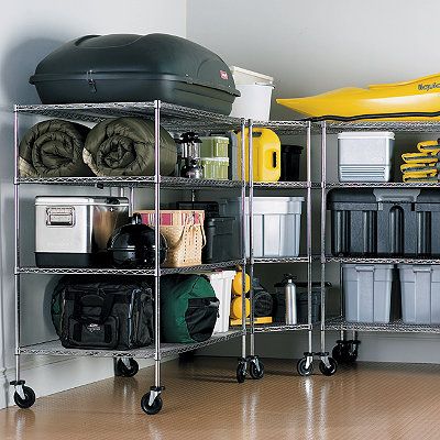 ?雜物間雜物貨架車庫貨架可移動多層儲物室層架電鍍鉻線網貨架-川井 (2)