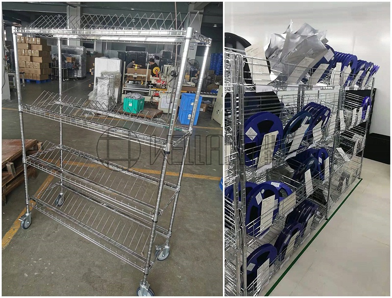 加固型峰網手推車 定制款式料盤周轉推車 電子工廠專用