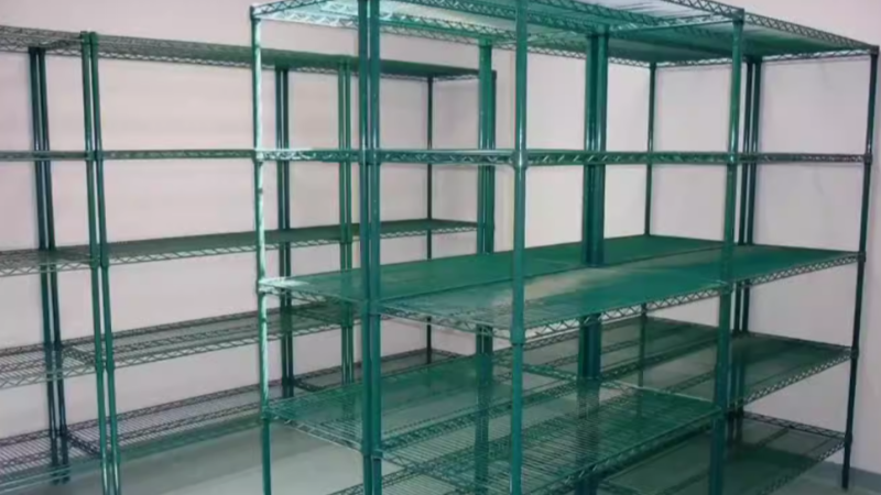 冷庫倉儲墨綠色重網層架成功案例分享