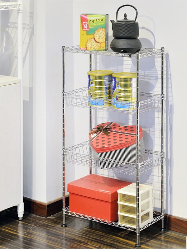 大容量四層金屬網籃置物架 大容量四層金屬網籃置物架