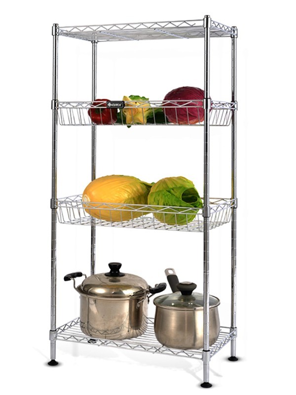 大容量四層金屬網籃置物架 大容量四層金屬網籃置物架
