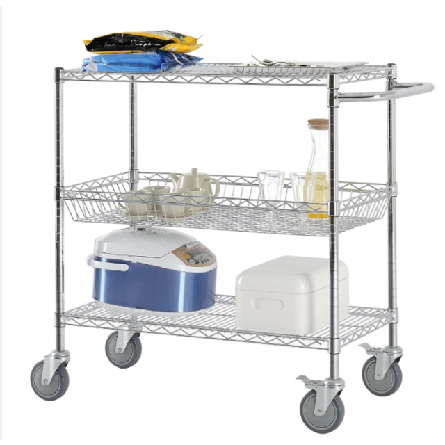 辦公室用_低碳鋼線網(wǎng)電鍍鉻手推車